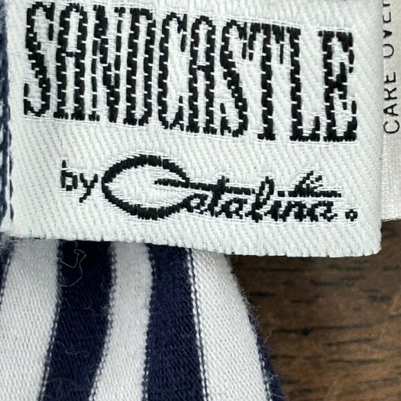 Vintage Sandcastle Catalina Nautical Pin-Up Sailor Striped Swimsuit Size 12 - Picture 4 of 7